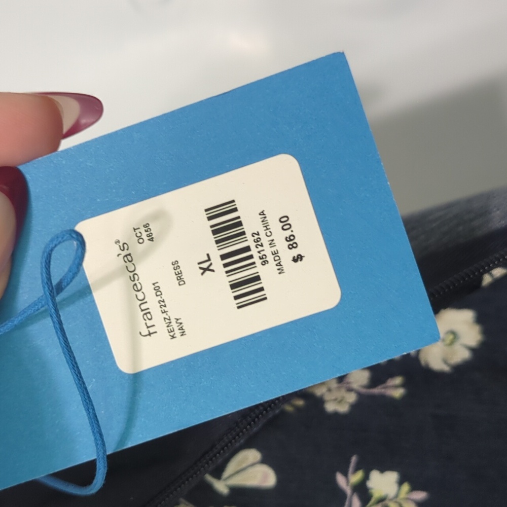 Kenzie x Francesca's Collections navy satin floral lace slip midi dress - Picture 10 of 13